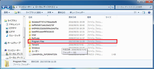 [Program Files] をダブルクリック