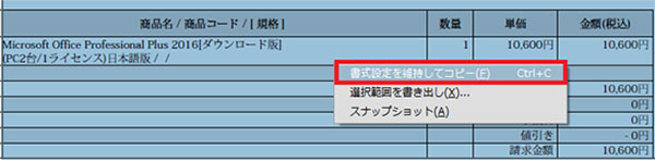 書式設定を維持してコピー